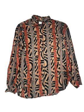 Cafe Brand Men’s Sz 2 (XL/2XL) Long Sleeve Abstract Pattern Button Shirt Retro